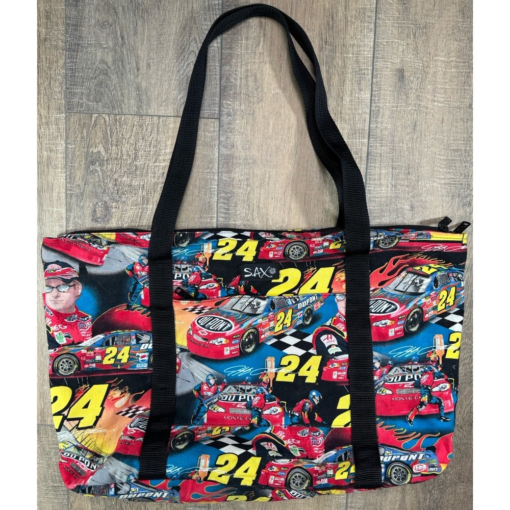 Vintage Y2K Jeff Gordon #24 NASCAR AOP Racing SAX Crossbody Purse Zip Tote Bag